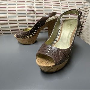Used Brown platform Guess sandals